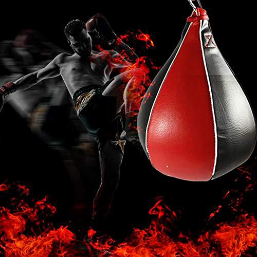 lineEUbea Pelota de boxeo colgante de piel sintética con forma de pera, para boxeo, entrenamiento de gimnasio, fitness y plataforma, gancho para colgar (bola de velocidad)