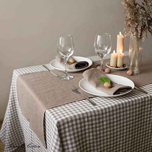 Linen & Cotton Camino de Mesa Varios Calores Decoración de Mesa Hygge - 100% Lino, Beige (40 x 90 cm) Pequeño Corto Rectangular Lavable para Mesa de Centro Hogar Casa Cocina Cena Restaurante Navidad