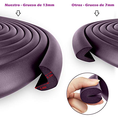 LinGear Kit Protector de Esquinas y Bordes Grueso para Bebés y Niños, 1 Rollo de 5m y Juego de 8 Cantos Protección Bebé en Casa No Tóxico para Mueble, Mesa, Esquina de Pared (Morado)