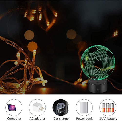 Linkax 3D LED Luz de noche Ilusión óptica Lámpara de mesa Luz iluminación 7 colores de control remoto con Acrílico Plano & ABS Base & Cargador usb