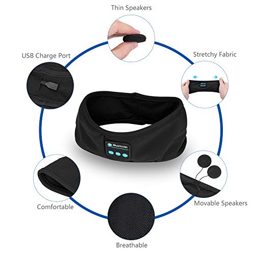 Linkax Auriculares para Dormir,Bluetooth V5.0 Deportes Diadema,Deportiva Banda Auriculares con Ultrafinos HD Estéreo Altavoces,Perfectos para Deportes, Dormir de Lado, Viajes Aéreos y Relajación