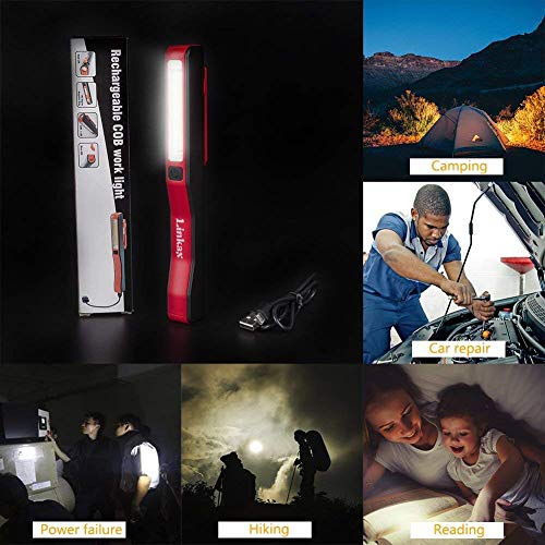 Linkax Linterna de trabajo LED recargable 2 en 1 Luz de trabajo recargable COB Linterna trabajo lámpara de inspección con clip magnético Linkax Linterna de trabajo LED recargable 2 en 1 Luz de trabajo recargable COB Linterna trabajo lámpara de inspección con clip magnético