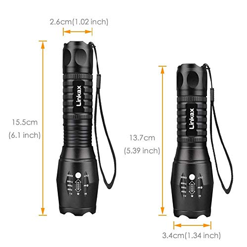 Linkax Linterna LED Alta Potencia Linternas Antorcha Linterna de Mano 800 LM Flashlight LED de 5 Modos para Ciclismo Camping Montañismo (1)