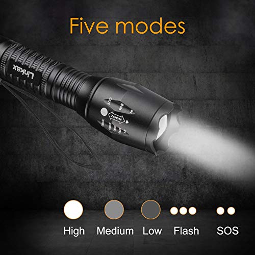 Linkax Linterna LED Alta Potencia Linternas Antorcha Linterna de Mano 800 LM Flashlight LED de 5 Modos para Ciclismo Camping Montañismo (1) Linkax Linterna LED Alta Potencia Linternas Antorcha Linterna de Mano 800 LM Flashlight LED de 5 Modos para Ciclismo Camping Montañismo (1)