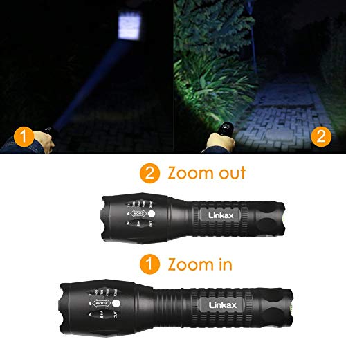 Linkax Linterna LED Alta Potencia Linternas Antorcha Linterna de Mano 800 LM Flashlight LED de 5 Modos para Ciclismo Camping Montañismo (1)