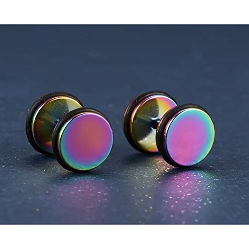 LINLIN Studs de Acero Titanium de los Hombres de la Personalidad Redonda con Mancuernas Rueda Redonda hipoalergénico Hoop Piercings Pendientes 4PCS