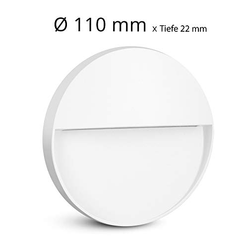 Linovum SCARA - Juego de 6 focos LED para exteriores (IP54, 230 V, 4,5 W, luz blanca cálida, 6 focos, redondos), color blanco