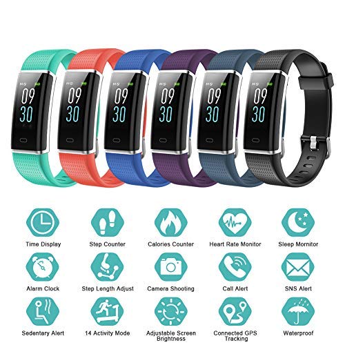 Lintelek Fitness Tracker, Pulsera de Actividad Personalizada Color con Monitor de Ritmo Cardíaco, 14 Modos de Deporte Smart Relojes Bluetooth Podómetro para Hombre, Mujer y Niños