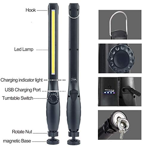 Linterna de Trabajo COB LED Recargable Iman Profesional, Linterna Trabajo LED Recargable USB, Luz de Trabajo Portatil, con Gancho, Base Imán, Cable USB para Casa Auto Camping Emergencia Reparacion Linterna de Trabajo COB LED Recargable Iman Profesional, Linterna Trabajo LED Recargable USB, Luz de Trabajo Portatil, con Gancho, Base Imán, Cable USB para Casa Auto Camping Emergencia Reparacion