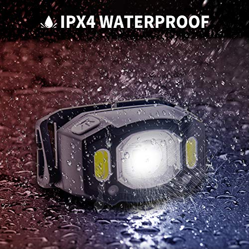 Linterna Frontal LED, Sensor USB Recargable Linterna Cabeza, Ligero Impermeable Linternas Frontales para Camping, Pesca, Correr, Caza, Deportes Nocturnos