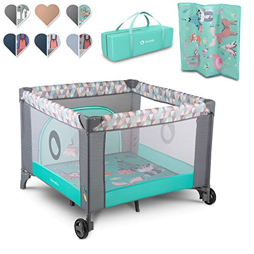 Lionelo Sofie Parque para bebés De viaje 100 x 100 x 76 cm Para niños de hasta 15 kg Perfecto en casa y de vacaciones Sistema de plegado seguro Bolsa incluida Gris y turquesa Lionelo Sofie Parque para bebés De viaje 100 x 100 x 76 cm Para niños de hasta 15 kg Perfecto en casa y de vacaciones Sistema de plegado seguro Bolsa incluida Gris y turquesa