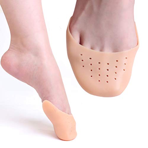 LIOOBO 2 Pares de Almohadillas para los Dedos de Gel de Silicona Suave de Punta para Ballet Zapatillas de Baile para los Tacones Altos para Bailar Bailarines de Ballet (Color de Piel y Blanco)