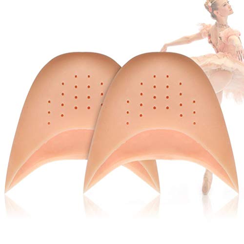 LIOOBO 2 Pares de Gel de sílice Duradero y cómodo Protector Suave de la Punta del Dedo del pie Puntas de Ballet Protectoras con Agujeros (Color de la Piel)