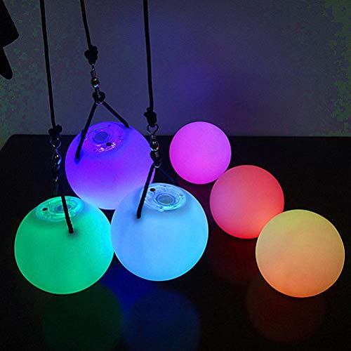 LIOOBO 2Pcs LED Malabarismo Bolas Spinning LED Light Toy para Danza del Vientre Profesional (Blanco)