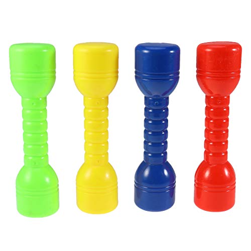 LIOOBO 4 Piezas de plástico Mancuernas de Mano para niños Pesos Fitness Fitness en casa Ejercicio para niños Ejercicio físico Fitness Juguete Deportivo (Rojo + Verde + Amarillo + Azul)