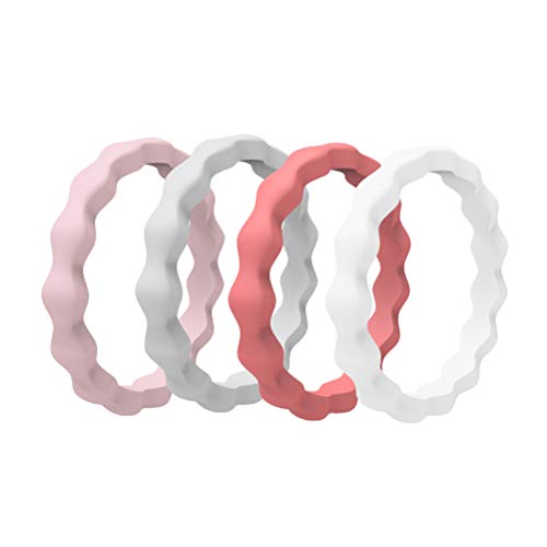 LIOOBO 4 unids Anillos de Silicona para Las Mujeres, Bandas de Boda de Goma Finas, asequibles y apilables para los Atletas, Entrenamiento, Fitness, Gimnasio, Ejercicio LIOOBO 4 unids Anillos de Silicona para Las Mujeres, Bandas de Boda de Goma Finas, asequibles y apilables para los Atletas, Entrenamiento, Fitness, Gimnasio, Ejercicio