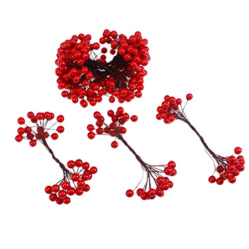 LIOOBO 400 pcs Bayas Artificiales elíptica Creativa Bayas del Acebo de Bayas de estimulación para Alquiler en Decoraciones de Navidad LIOOBO 400 pcs Bayas Artificiales elíptica Creativa Bayas del Acebo de Bayas de estimulación para Alquiler en Decoraciones de Navidad