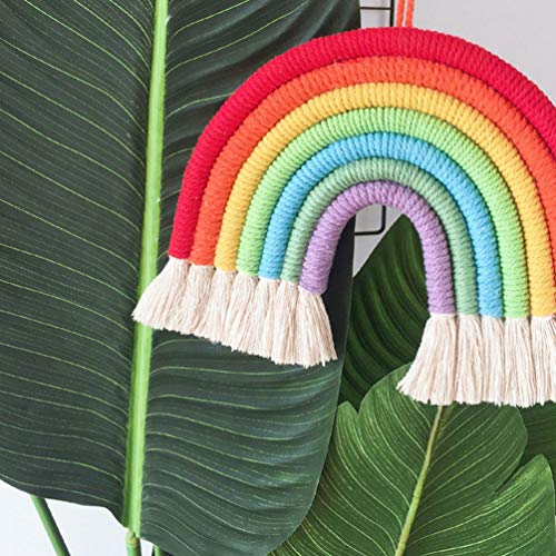 LIOOBO Adorno Colgante de Pared Cuerda de algodón Arco Iris Tejido Artesanal decoración Artesanal para el Dormitorio casero LIOOBO Adorno Colgante de Pared Cuerda de algodón Arco Iris Tejido Artesanal decoración Artesanal para el Dormitorio casero