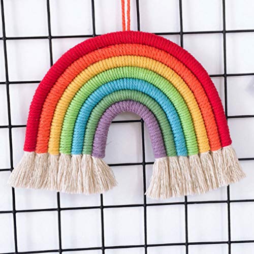 LIOOBO Adorno Colgante de Pared Cuerda de algodón Arco Iris Tejido Artesanal decoración Artesanal para el Dormitorio casero LIOOBO Adorno Colgante de Pared Cuerda de algodón Arco Iris Tejido Artesanal decoración Artesanal para el Dormitorio casero