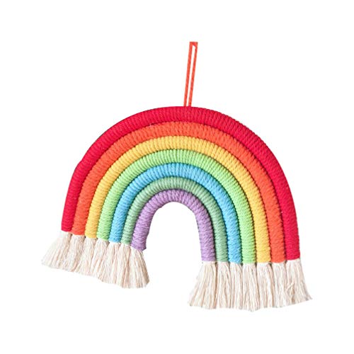 LIOOBO Adorno Colgante de Pared Cuerda de algodón Arco Iris Tejido Artesanal decoración Artesanal para el Dormitorio casero LIOOBO Adorno Colgante de Pared Cuerda de algodón Arco Iris Tejido Artesanal decoración Artesanal para el Dormitorio casero