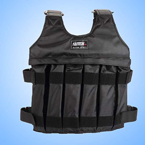 LIOOBO Chaleco ponderado de 1-20 kg Ajustable Transpirable Equipo de Entrenamiento de Combate al Aire Libre Caza Chaleco Ropa de Campo para la Aptitud del Juego (Negro)