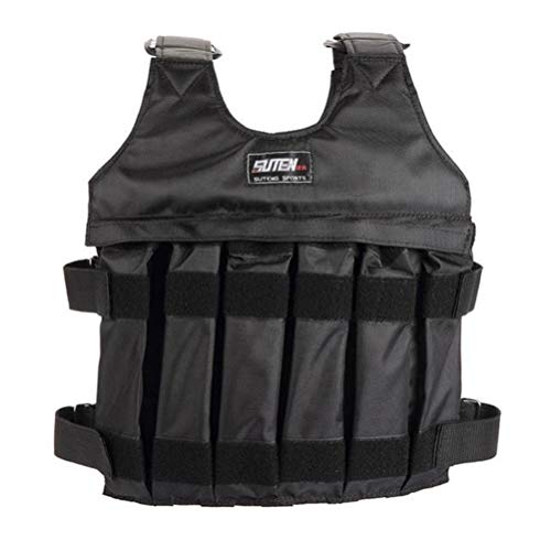 LIOOBO Chaleco ponderado de 1-20 kg Ajustable Transpirable Equipo de Entrenamiento de Combate al Aire Libre Caza Chaleco Ropa de Campo para la Aptitud del Juego (Negro)