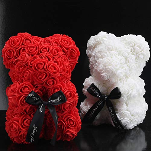 LIOOBO Rose Bear Hug Bear Artificial para Siempre Aniversario Cumpleaños Valentines Gift (Red)