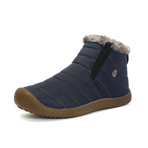 LIOOBO un par de Raquetas de Nieve para Hombres Botas de Nieve Impermeables cómodas Raquetas de Nieve Antideslizantes Felpa cálida Espesar Zapatos para el Invierno al Aire Libre - Talla 43 (Azul)