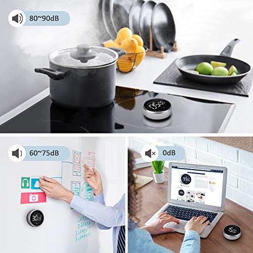 LIORQUE Temporizador de Cocina Digital, Cronómetro Temporizador de Cuenta Atrás 2 en 1, Pantalla LED, 2 Niveles de Brillo, 3 Niveles de Volumen, Imán con Almohadilla de Silicona (Pilas inluidas)