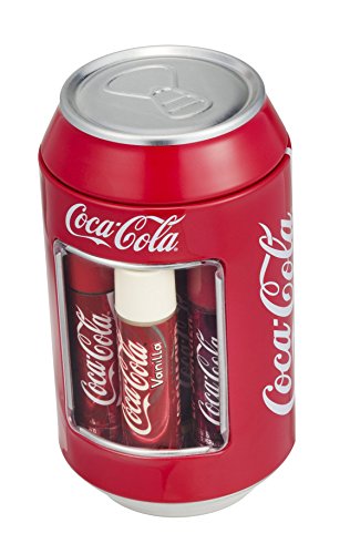 Lip Smacker Caja de metal de Coca Cola con 6 bálsamos labiales de aromas surtidos