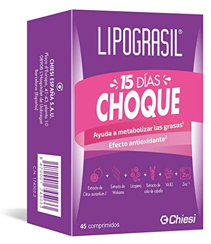 Lipograsil 15 Días Choque | Control de Peso | Metabolizador de Grasas | Tratamiento Intensivo | Enriquecido con Vitamina B3 y Zinc | Ingredientes Naturales | Efecto Antioxidante | 45 Comprimidos