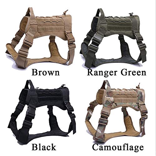 li's Militar táctico arnés Perro Pastor alemán Mascota Chaleco de Perro con Mango Nylon Bungee Perro Correa arnés para pequeños Perros Grandes Cachorro (Color : BK Harness and Leash, Size : Large)