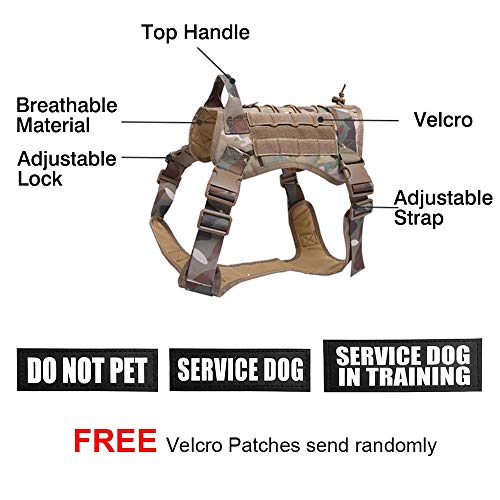 li's Militar táctico arnés Perro Pastor alemán Mascota Chaleco de Perro con Mango Nylon Bungee Perro Correa arnés para pequeños Perros Grandes Cachorro (Color : BK Harness and Leash, Size : Large)