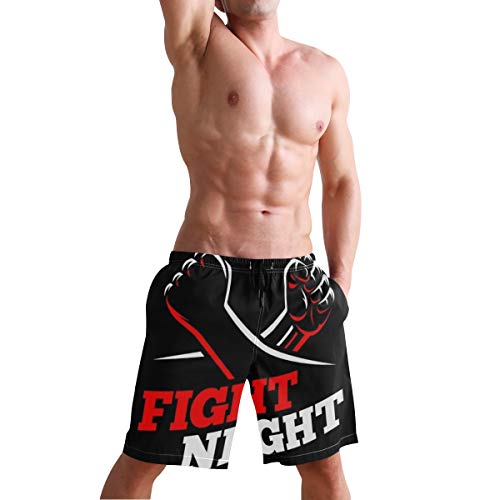 LISNIANY Bañador Hombre，Red Puños Cerrados Martial Fight MMA Kick People Sports Recreation Boxing Fighter Battle Revolution，Natación Secado Rápido Malla Pantalones Imprimiendo Cortos(XXL)