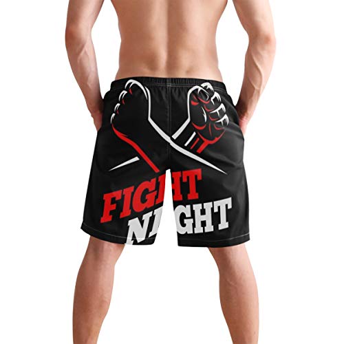 LISNIANY Bañador Hombre，Red Puños Cerrados Martial Fight MMA Kick People Sports Recreation Boxing Fighter Battle Revolution，Natación Secado Rápido Malla Pantalones Imprimiendo Cortos(XXL)