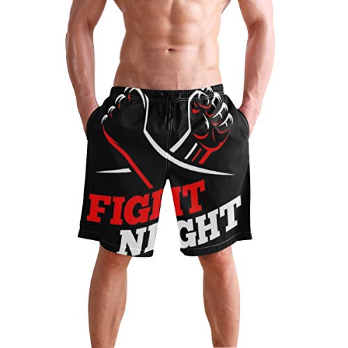 LISNIANY Bañador Hombre，Red Puños Cerrados Martial Fight MMA Kick People Sports Recreation Boxing Fighter Battle Revolution，Natación Secado Rápido Malla Pantalones Imprimiendo Cortos(XXL)
