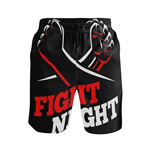 LISNIANY Bañador Hombre，Red Puños Cerrados Martial Fight MMA Kick People Sports Recreation Boxing Fighter Battle Revolution，Natación Secado Rápido Malla Pantalones Imprimiendo Cortos(XXL)