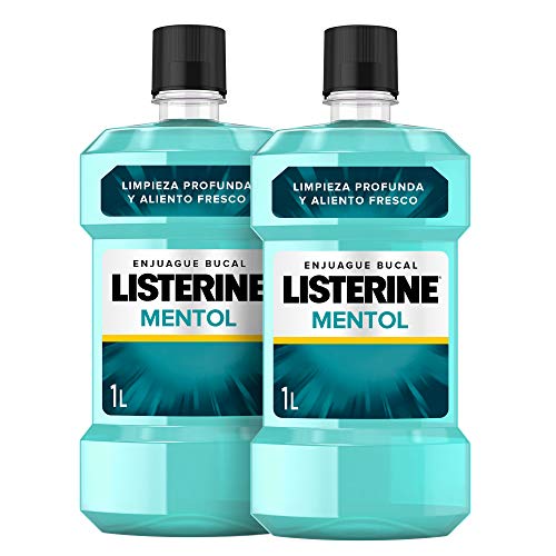 Listerine, Enjuague Bucal Mentol, Pack de 2, 1000 ml Listerine, Enjuague Bucal Mentol, Pack de 2, 1000 ml