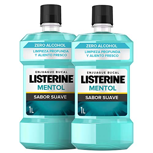 Listerine - Enjuague Bucal Mentol Sabor Suave, 2 x 1000 ml 2 Unidades 2060 g