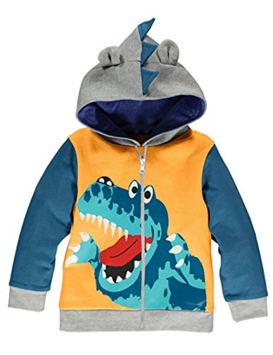 LitBud Kids Boys Sudaderas con Capucha para niños pequeños Dinosaurio de Dibujos Animados Jurassic World Park Navidad Acción de Gracias Zipper Packaway Chaqueta Otoño Coat del Reino Unido 3-4 años 4T