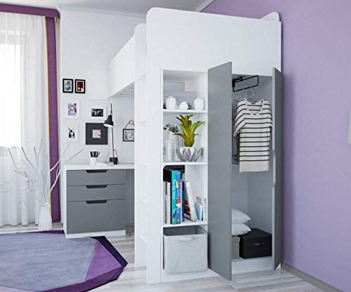 Litera, cama alta Polini para niños, combinación 5 en 1 en diferentes colores Litera, cama alta Polini para niños, combinación 5 en 1 en diferentes colores
