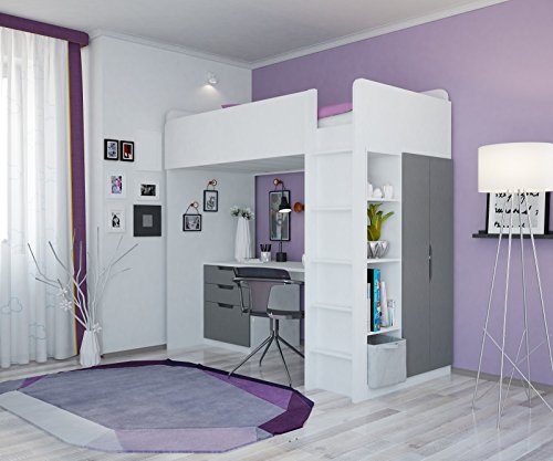 Litera, cama alta Polini para niños, combinación 5 en 1 en diferentes colores Litera, cama alta Polini para niños, combinación 5 en 1 en diferentes colores
