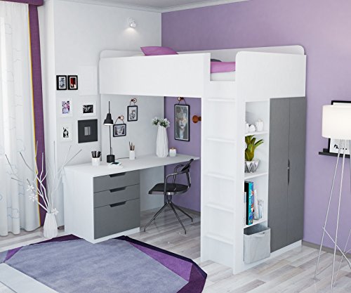 Litera, cama alta Polini para niños, combinación 5 en 1 en diferentes colores Litera, cama alta Polini para niños, combinación 5 en 1 en diferentes colores