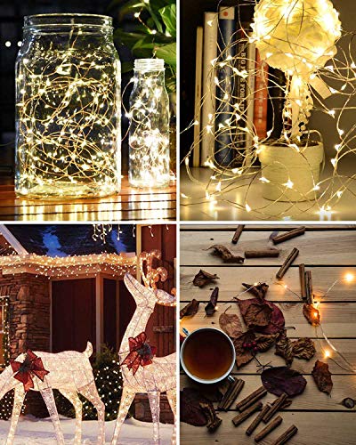 Litogo Guirnalda Luces Pilas, Luces LED Pilas, Luces LED Habitacion 5m 50 LED Luces de Cadena Micro con Pilas de Alambre Guirnaldas Decoracion Cobre para Decoración Interior Bodas Fiesta de Navidad …