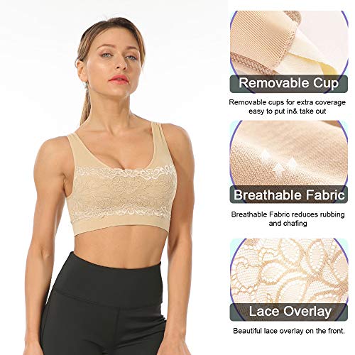 Litthing 1/2/3 Piezas Sujetadore Deportivo Encaje Sexy Transpirable Confort Yoga Deportes de Yoga para Mujeres(Negro+Blanco+Carne, XXL Litthing 1/2/3 Piezas Sujetadore Deportivo Encaje Sexy Transpirable Confort Yoga Deportes de Yoga para Mujeres(Negro+Blanco+Carne, XXL