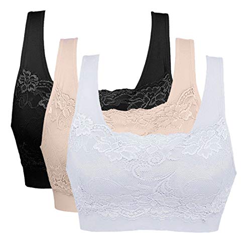 Litthing 1/2/3 Piezas Sujetadore Deportivo Encaje Sexy Transpirable Confort Yoga Deportes de Yoga para Mujeres(Negro+Blanco+Carne, XXL Litthing 1/2/3 Piezas Sujetadore Deportivo Encaje Sexy Transpirable Confort Yoga Deportes de Yoga para Mujeres(Negro+Blanco+Carne, XXL