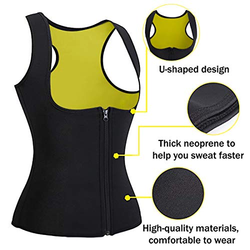 Litthing Chaleco Deportivo de Yoga para Mujer Fitness Sauna Neopreno Chaleco de Entrenamiento Compresión para Adelgazar Establecer Estatua Reducir Dolorpara para Deporte Fitness (Negro, M)