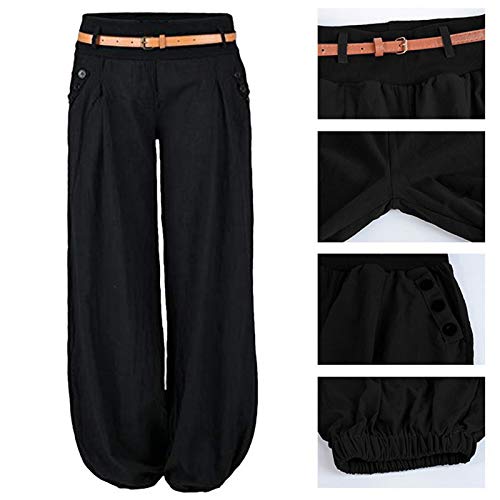 Litthing Pantalones Anchos de la Pierna Suelto Pantalon Harén Harem Casual Wide Leg Holgados Bloomers Moda para Mujer (Negro (Versión Mejorada), M) Litthing Pantalones Anchos de la Pierna Suelto Pantalon Harén Harem Casual Wide Leg Holgados Bloomers Moda para Mujer (Negro (Versión Mejorada), M)