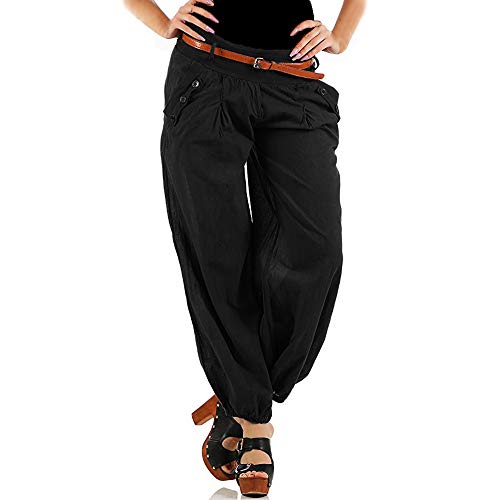Litthing Pantalones Anchos de la Pierna Suelto Pantalon Harén Harem Casual Wide Leg Holgados Bloomers Moda para Mujer (Negro (Versión Mejorada), M) Litthing Pantalones Anchos de la Pierna Suelto Pantalon Harén Harem Casual Wide Leg Holgados Bloomers Moda para Mujer (Negro (Versión Mejorada), M)