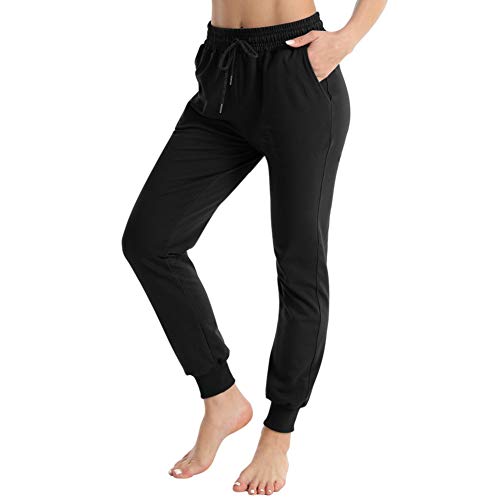 Litthing Pantalones Deportivos Pantalón de Mujer con Bolsillos para Yoga Joggers Loisirs (Negro, XL)